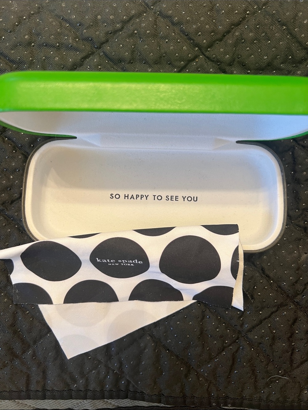 kate spade Lime Green Eyewear Case with Black-and-White Polka Dot Cleaning Cloth